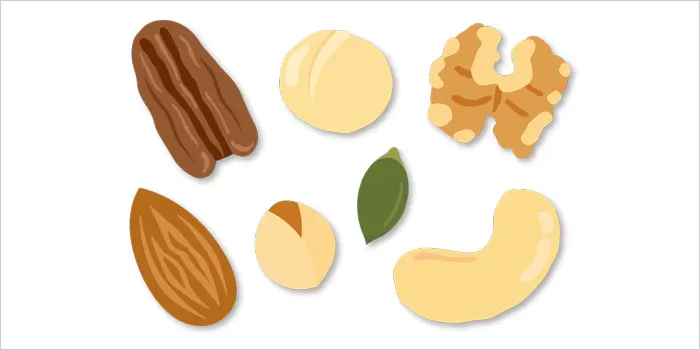 色んな種類のナッツのイラスト