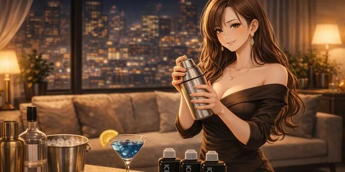 カクテルの準備をする女性