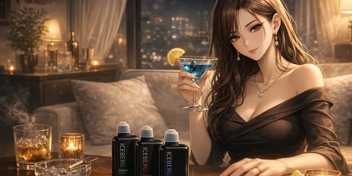 カクテルグラスを持ち微笑む女性