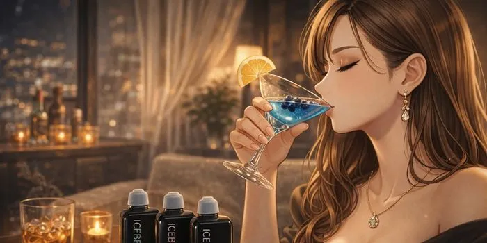 カクテルを一口飲む女性