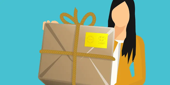 大きな荷物を持った女性のイラスト